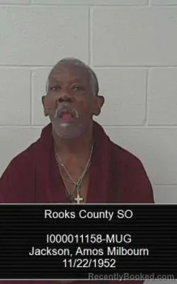 Mugshot of Amos Milbourn Jackson booked in Rooks County, Kansas on September 12, 2026
