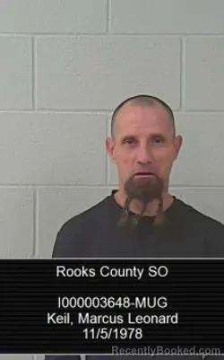 Mugshot of Marcus Leonard Keil booked in Rooks County, Kansas on October 8, 2026