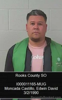 Mugshot of Edwin David Moncada Castillo booked in Rooks County, Kansas on October 15, 2026