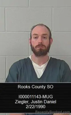 Mugshot of Justin Daniel Ziegler booked in Rooks County, Kansas on October 24, 2026