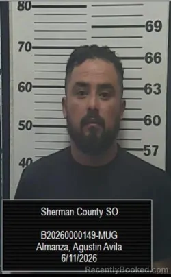 Mugshot of Agustin Avila Almanza booked in Sherman County, Kansas on June 11, 2026