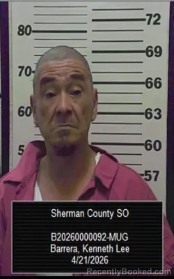 Mugshot of Kenneth Lee Barrera booked in Sherman County, Kansas on April 21, 2026
