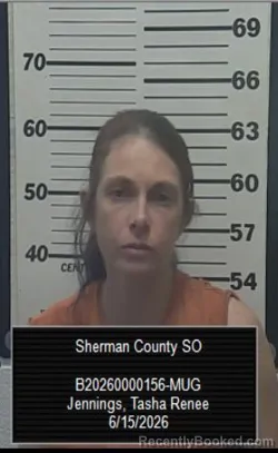 Mugshot of Tasha Renee Jennings booked in Sherman County, Kansas on June 15, 2026