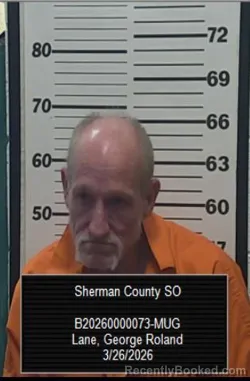 Mugshot of George Roland Lane booked in Sherman County, Kansas on March 26, 2026
