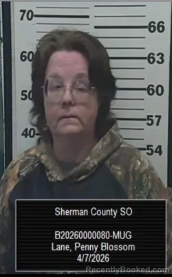 Mugshot of Penny Blossom Lane booked in Sherman County, Kansas on April 7, 2026