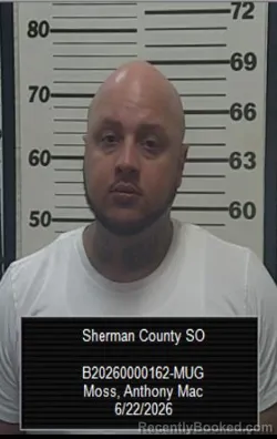 Mugshot of Anthony Mac Moss booked in Sherman County, Kansas on June 22, 2026