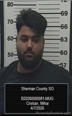 Mugshot of Cristian Mihai booked in Sherman County, Kansas on April 7, 2026