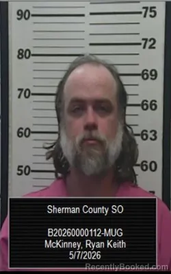 Mugshot of Ryan Keith McKinnery booked in Sherman County, Kansas on May 7, 2026