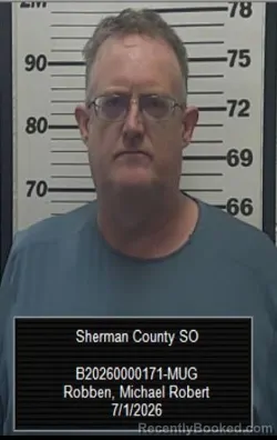 Mugshot of Michael Robert Robben booked in Sherman County, Kansas on July 1, 2026