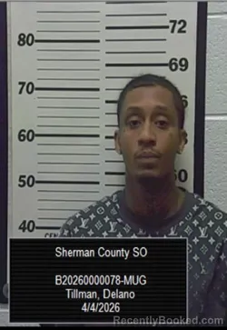 Mugshot of Delano Tillman booked in Sherman County, Kansas on April 4, 2026