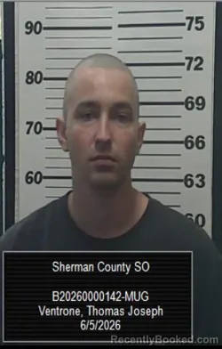 Mugshot of Thomas Joseph Ventrone booked in Sherman County, Kansas on June 5, 2026
