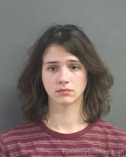 Mugshot of Gabriella Elise Larsen booked in Volusia County, Florida on August 10, 2026
