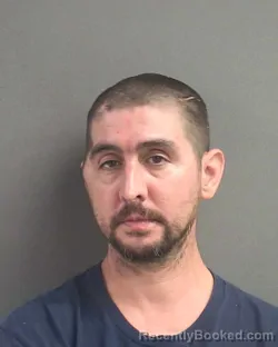 Mugshot of Justin Thyme Riley booked in Volusia County, Florida on August 12, 2026