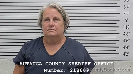 Mugshot of Kathleen Marie Harvey booked in Autauga County, Alabama on October 3, 2026