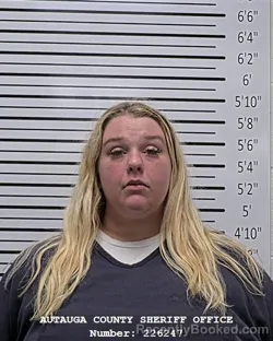 Mugshot of Savannah Paige Austin booked in Autauga County, Alabama on September 7, 2026