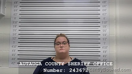 Mugshot of Jessie Kaylyn Brock booked in Autauga County, Alabama on August 27, 2026