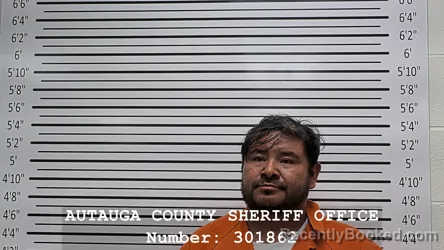 Mugshot of Marcos Aguilar Garrido booked in Autauga County, Alabama on September 12, 2026