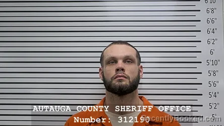 Mugshot of Tyler Brandon Headley booked in Autauga County, Alabama on September 8, 2026