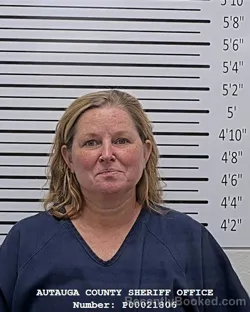 Mugshot of Rachel Jeannette Atkinson booked in Autauga County, Alabama on August 18, 2026