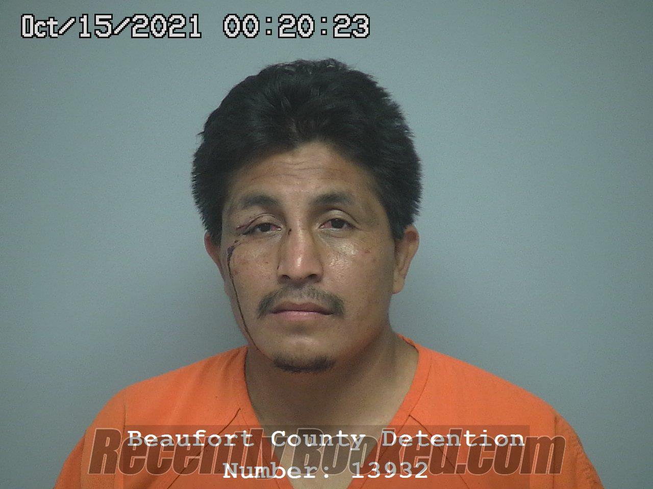 Booking photo from Beaufort County, South Carolina