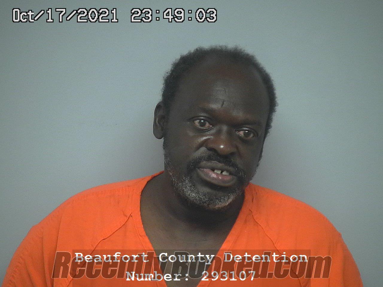 Booking photo from Beaufort County, South Carolina