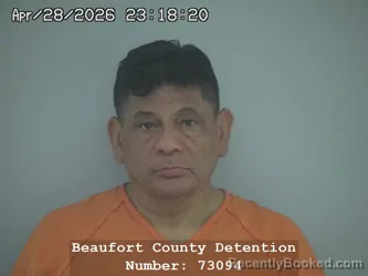 Mugshot of FIDEL ARANZA booked in Beaufort County, South Carolina on April 28, 2026