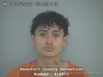 Mugshot of IVIS JAFETH AGUILAR GONZALES booked in Beaufort County, South Carolina on May 13, 2026