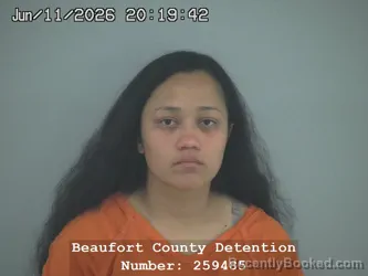 Mugshot of ASTRID LARISSA RODAS BAUTISTA booked in Beaufort County, South Carolina on June 11, 2026