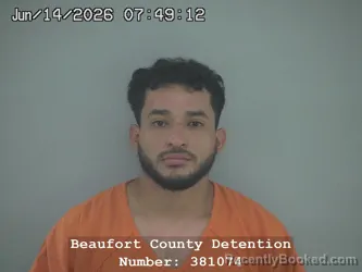 Mugshot of GUILLERMO DAMAR ALVARADO JIMENEZ booked in Beaufort County, South Carolina on June 14, 2026