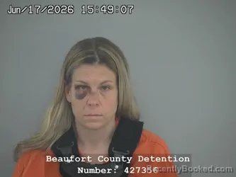 Mugshot of KRISTIN RENEE CAHOE booked in Beaufort County, South Carolina on June 17, 2026
