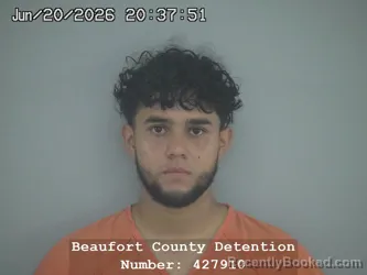 Mugshot of ANTHONY JOSUE GUTIERREZ MIRANDA booked in Beaufort County, South Carolina on June 20, 2026