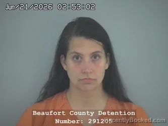Mugshot of SARAH MARIE SHETKA booked in Beaufort County, South Carolina on June 21, 2026