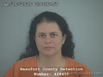 Mugshot of YESSICA SARAI ESCOBAR FLORES booked in Beaufort County, South Carolina on June 26, 2026