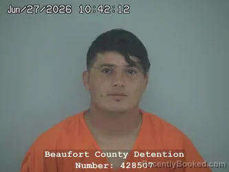 Mugshot of JESUS ALBERTO RODRIGUEZ FUENTES booked in Beaufort County, South Carolina on June 27, 2026