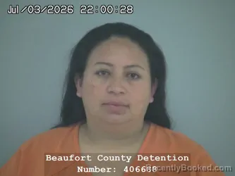 Mugshot of NEIDY TATIANA PINEDA LOPEZ booked in Beaufort County, South Carolina on July 3, 2026