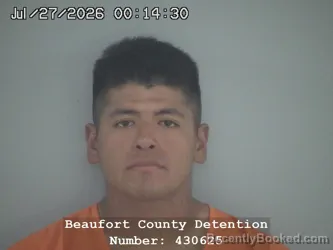 Mugshot of Rudy Javier De Pez Franco booked in Beaufort County, South Carolina on July 27, 2026