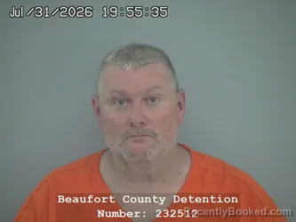 Mugshot of Charles F Donahue booked in Beaufort County, South Carolina on July 31, 2026