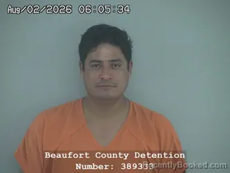 Mugshot of Isauro Rojo Romero booked in Beaufort County, South Carolina on August 2, 2026