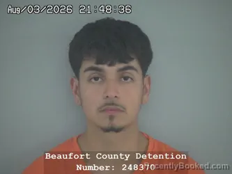 Mugshot of BENJAMIN ELIAS RODRIGUEZ booked in Beaufort County, South Carolina on August 3, 2026