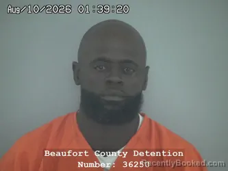 Mugshot of Andre Levon Greene booked in Beaufort County, South Carolina on August 10, 2026