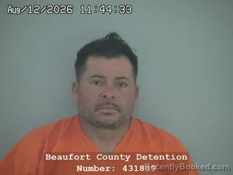 Mugshot of Rene Dagoberto Diaz Hernandez booked in Beaufort County, South Carolina on August 12, 2026
