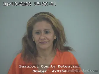 Mugshot of Paulina Santos Duarte Herrera booked in Beaufort County, South Carolina on August 13, 2026