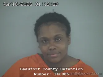 Mugshot of Khaturah Monae' Lat Ruffin booked in Beaufort County, South Carolina on August 16, 2026