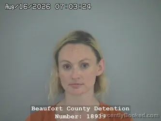 Mugshot of Alexis Briana Entringer booked in Beaufort County, South Carolina on August 16, 2026