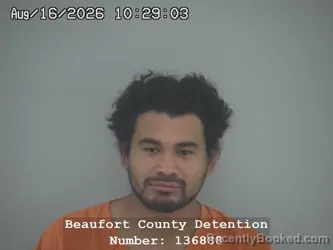 Mugshot of Javier Antonio Cubias Rodriguez booked in Beaufort County, South Carolina on August 16, 2026
