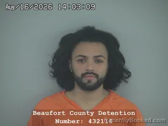 Mugshot of Steven Arturo Aguilar Flores booked in Beaufort County, South Carolina on August 16, 2026