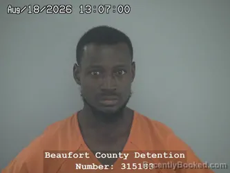 Mugshot of Dantavis Devon Fripp booked in Beaufort County, South Carolina on August 18, 2026