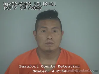 Mugshot of Jose Juan Gutierrez Aguilar booked in Beaufort County, South Carolina on August 22, 2026