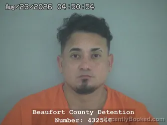 Mugshot of Dennis Javier Benitez Materan booked in Beaufort County, South Carolina on August 23, 2026