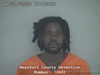 Mugshot of Jessie Rashaud Holmes booked in Beaufort County, South Carolina on August 24, 2026